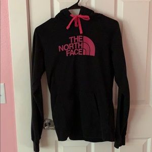 black and pink north face hoodie